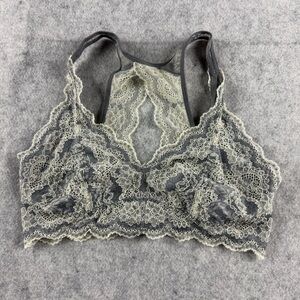 Felina Gray Lace Bralette Racerback Cutout Lined Stretch Comfortable S/CH